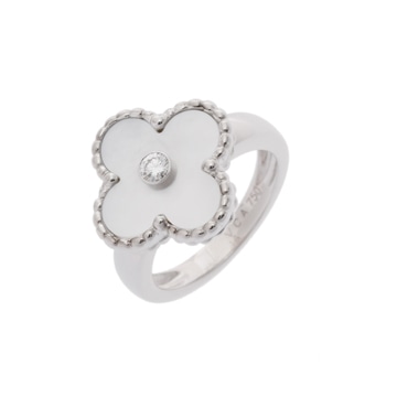 ヴァンクリーフ＆アーペル ヴィンテージアルハンブラ 1P ダイヤ #46 K18ホワイトゴールド WG レディース ジュエリー 【jewelry】