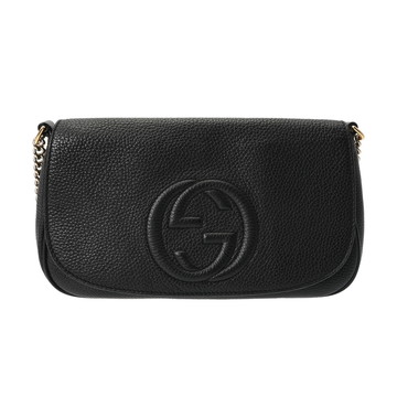 グッチ ソーホー チェーンショルダー アウトレット品 ブラック レザー レディース バッグ 【bag】