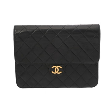 シャネル マトラッセ プッシュロック チェーンショルダー 22cm ブラック ラムスキン レディース バッグ 【bag】