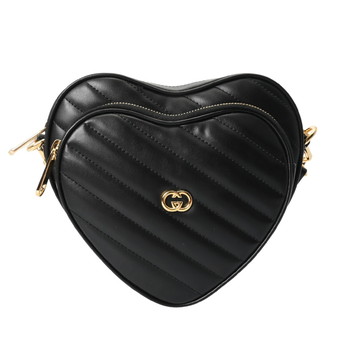 グッチ インターロッキングG ハート ショルダー ブラック 751628 レザー レディース バッグ 【bag】