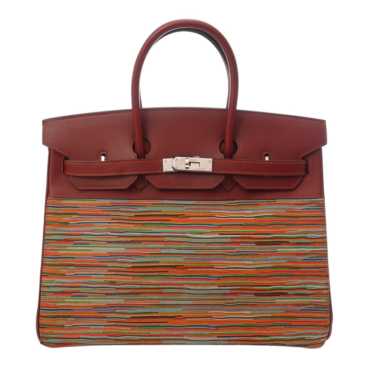 エルメス 35 ルージュアッシュ ヴィブラート/ボックスカーフ レディース バッグ 【bag】
