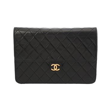 シャネル マトラッセ プッシュロック  チェーンショルダー 25cm ブラック ラムスキン レディース バッグ 【bag】