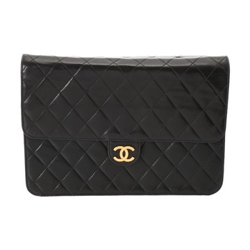 シャネル マトラッセ プッシュロック  チェーンショルダー 25cm ブラック ラムスキン レディース バッグ 【bag】