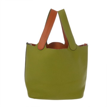 エルメス ピコタン PM バイカラー アニスグリーン/オレンジ シェーブル レディース バッグ 【bag】