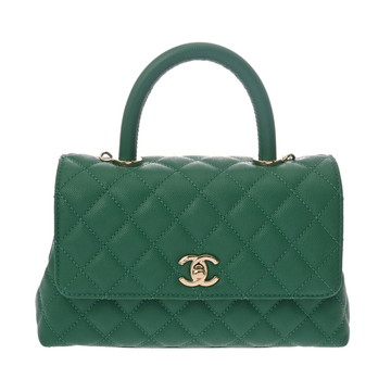 シャネル マトラッセ トップハンドル フラップバッグ XS グリーン A92990 キャビアスキン レディース バッグ 【bag】