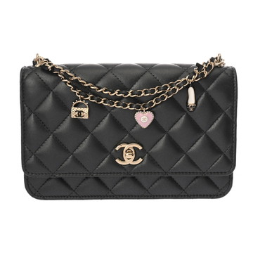 シャネル マトラッセ チェーンウォレット チャーム付 ブラック AP4537 ラムスキン レディース バッグ 【bag】
