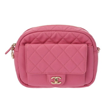 シャネル マトラッセ チェーンショルダー  ピンク キャビアスキン レディース バッグ 【bag】