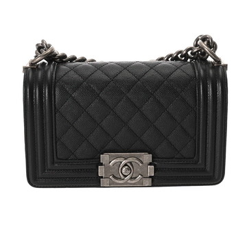 シャネル ボーイシャネル スモールハンドバッグ 20cm ブラック A67085 キャビアスキン レディース バッグ 【bag】