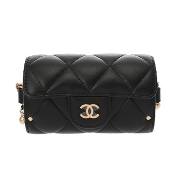 シャネル マトラッセ ミニ チェーンポーチ ブラック ラムスキン レディース 【bag】