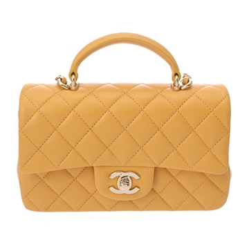 シャネル マトラッセ トップハンドル ミニフラップバッグ 20cm イエロー AS2431 ラムスキン レディース バッグ 【bag】
