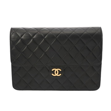 シャネル マトラッセ プッシュロック  チェーンショルダー 25cm ブラック ラムスキン レディース バッグ 【bag】
