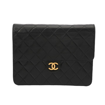 シャネル マトラッセ プッシュロック チェーンショルダー 22cm ブラック ラムスキン レディース バッグ 【bag】