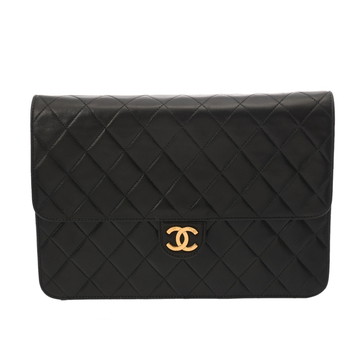 シャネル マトラッセ プッシュロック  チェーンショルダー 25cm ブラック ラムスキン レディース バッグ 【bag】