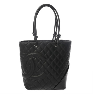 シャネル カンボンライン ミディアムトート ブラック×ブラック A25167 ラムスキン レディース バッグ 【bag】