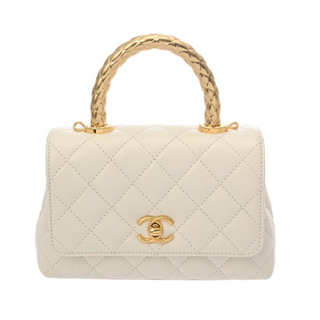 シャネル マトラッセ トップハンドル XXS 2WAY ホワイト AS2215 レザー レディース バッグ 【bag】