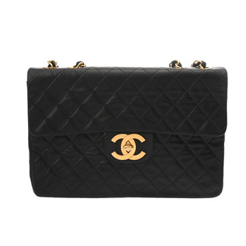 シャネル デカマトラッセ チェーンショルダー 34cm ブラック ラムスキン レディース バッグ 【bag】