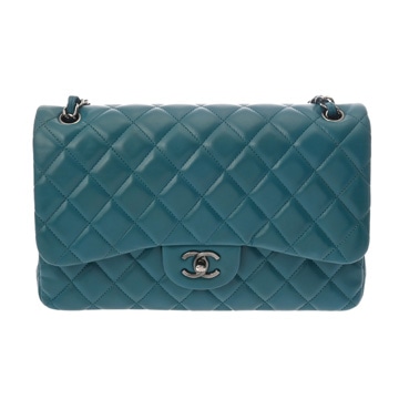 シャネル マトラッセ チェーンショルダー 30cm Wフラップ  ブルー A58600 ラムスキン レディース バッグ 【bag】