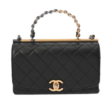 シャネル マトラッセ トップハンドル フラップバッグ ブラック カーフ レディース バッグ 【bag】