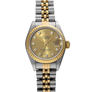 ロレックス デイトジャスト 10Pダイヤ 69173G シャンパンコンピュータ/ダイヤモンド レディース 時計 【wristwatch】