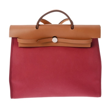 エルメス エールバッグ ジップ MM 2WAY ボルドー トワルオフィシェ/ヴァッシュハンター ユニセックス バッグ 【bag】