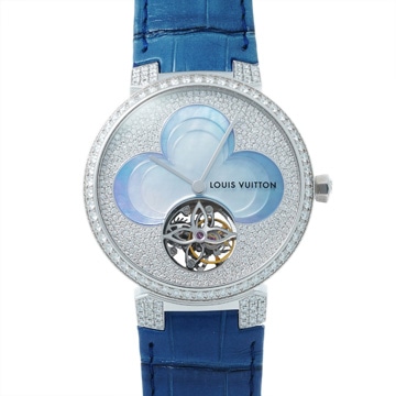 ルイヴィトン タンブールスリム トゥールビヨン Q1HB00 ダイヤモンド/ブルーシェル メンズ 時計 【wristwatch】