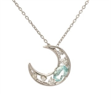 スタージュエリー 月モチーフ パライバトルマリン ダイヤ0.07ct K18イエローゴールド YG レディース ジュエリー 【jewelry】