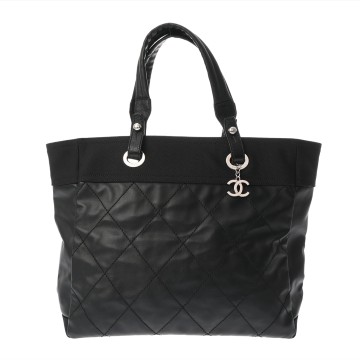 シャネル パリビアリッツ トート MM ブラック A34209 キャンバス/レザー レディース バッグ 【bag】