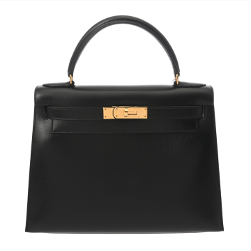 エルメス ケリー 28 外縫い ブラック ボックスカーフ レディース バッグ 【bag】