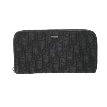 クリスチャンディオール ロングジップウォレット ブラック 2ESBC252YSE_H03E コットン メンズ 財布 【purse】