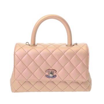 シャネル マトラッセ トップハンドル フラップバッグ XS メタリックピンク A92990 キャビアスキン レディース バッグ 【bag】
