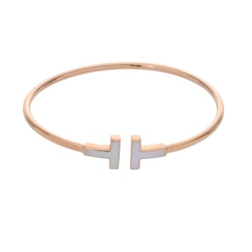 ティファニー Tワイヤーブレスレット ホワイトシェル K18ピンクゴールド PG レディース ジュエリー 【jewelry】