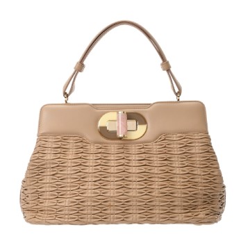 ブルガリ 2WAY ハンドバッグ ベージュ レザー レディース バッグ 【bag】
