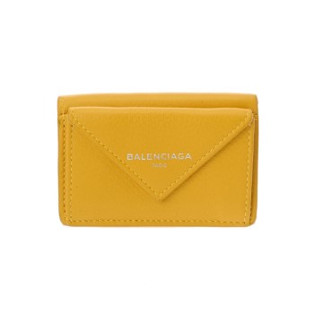 バレンシアガ ペーパーミニウォレット イエロー 391446 レザー レディース 財布 【purse】