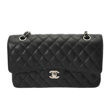 シャネル マトラッセ Wフラップ Wチェーンショルダー 25  ブラック A01112 キャビアスキン レディース バッグ 【bag】
