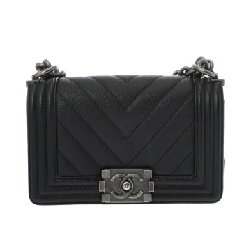 シャネル ボーイシャネル Vステッチ チェーンショルダー 20cm ブラック A67085 キャビアスキン レディース バッグ 【bag】