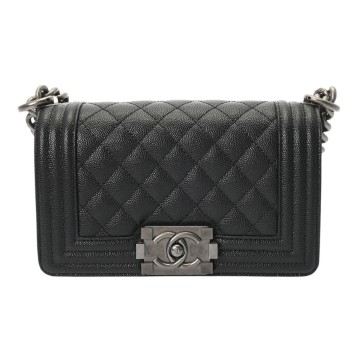 シャネル ボーイシャネル ハンドバッグ 20cm ブラック A67085 キャビアスキン レディース バッグ 【bag】