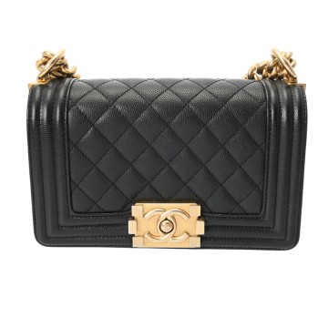 シャネル ボーイシャネル ハンドバッグ 20cm ブラック A67085 キャビアスキン レディース バッグ 【bag】