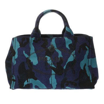 プラダ カナパ トート カモフラージュ ブルー系 B2642B キャンバス レディース バッグ 【bag】