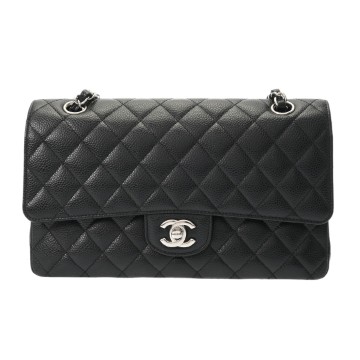 シャネル マトラッセ Wフラップ Wチェーンショルダー 25  ブラック A01112 キャビアスキン レディース バッグ 【bag】