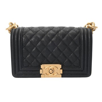 シャネル ボーイシャネル ハンドバッグ 20cm ブラック A67085 キャビアスキン レディース バッグ 【bag】