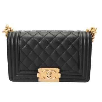 シャネル ボーイシャネル チェーンショルダー 20cm ブラック A67085 キャビアスキン レディース バッグ 【bag】