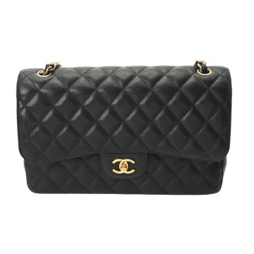 シャネル マトラッセ チェーンショルダー 30cm Wフラップ ブラック A58600 キャビアスキン レディース バッグ 【bag】
