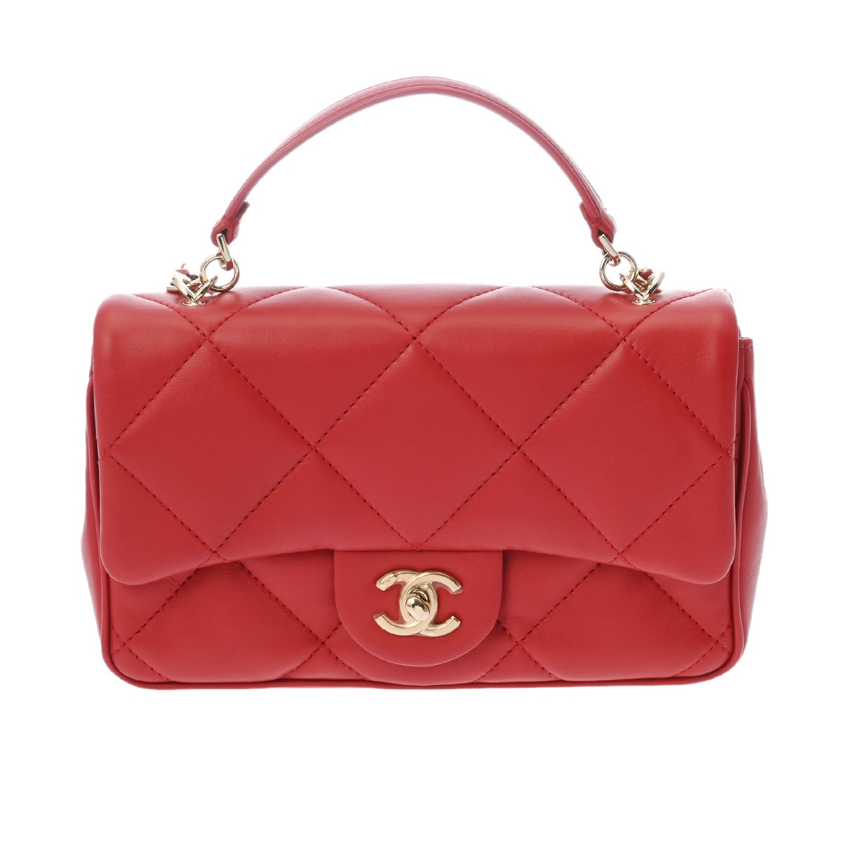 シャネル チェーンショルダー レッド ラムスキン レディース バッグ 【bag】