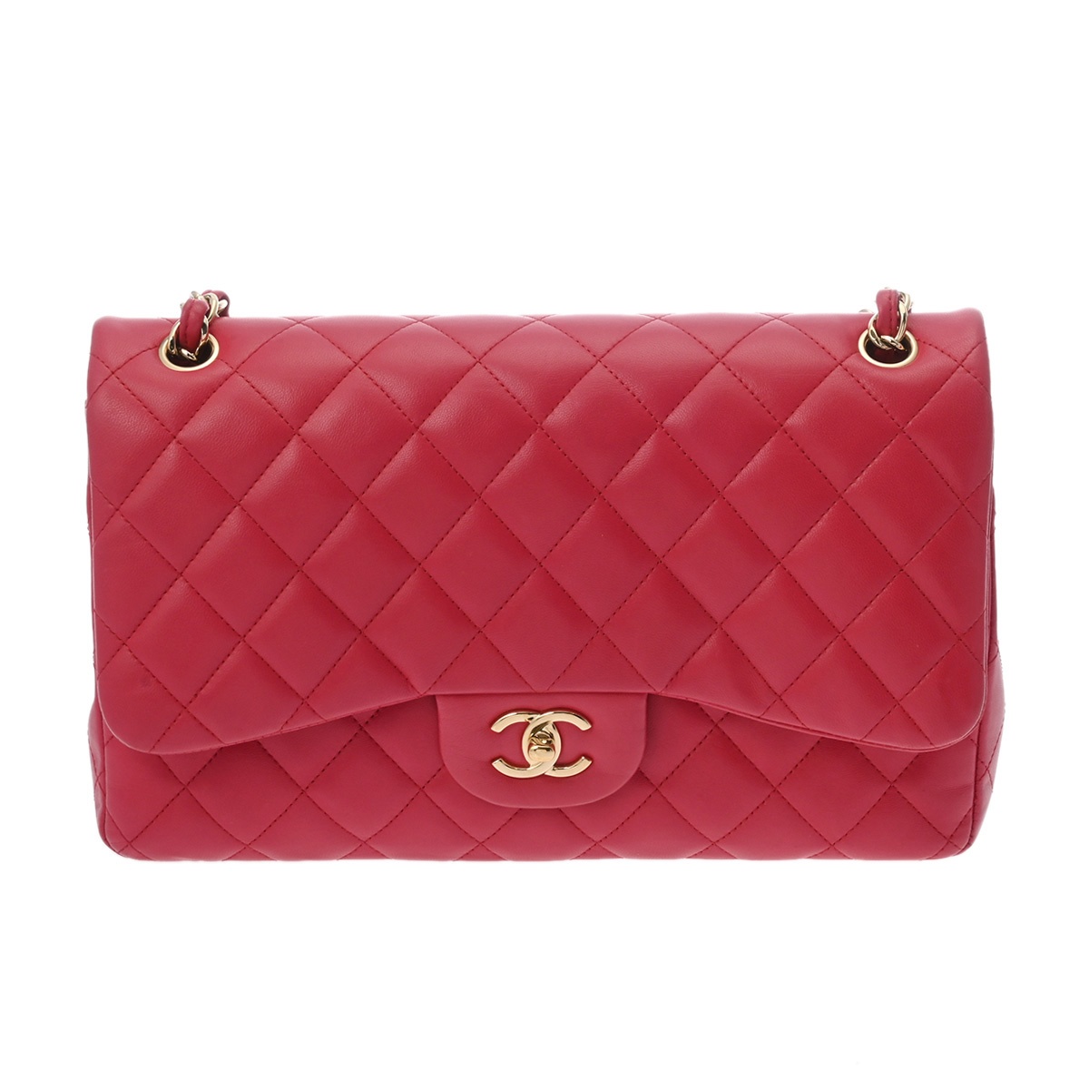 シャネル マトラッセ チェーンショルダー  Wフラップ ピンク ラムスキン レディース バッグ 【bag】