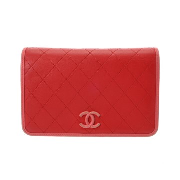 シャネル マトラッセ チェーンウォレット レッド レザー レディース バッグ 【bag】