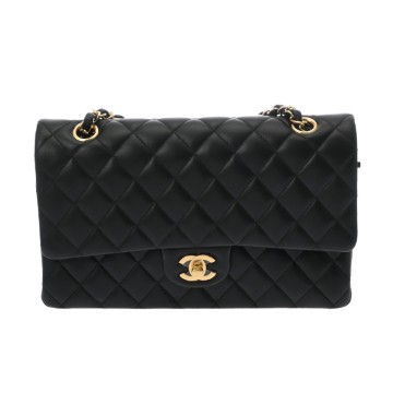 シャネル マトラッセ Wフラップ チェーンショルダー 25cm  ブラック A01112 ラムスキン レディース バッグ 【bag】