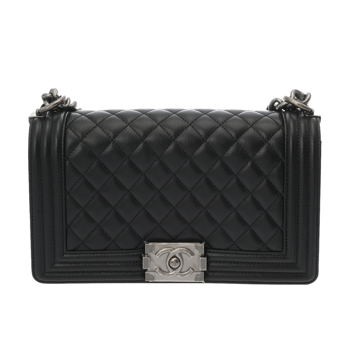シャネル ボーイシャネル チェーンショルダー 25cm ブラック A67086 キャビアスキン レディース バッグ 【bag】