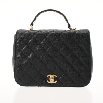 シャネル マトラッセ トップハンドル フラップバッグ 2WAY ブラック キャビアスキン レディース バッグ 【bag】