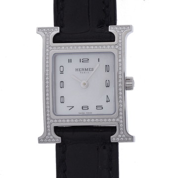 エルメス Hウォッチ PM 25mm ベゼルダイヤ HH1.235 ホワイトシェル レディース 時計 【wristwatch】