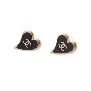 シャネル ココマーク ハート 22年モデル ブラック/ゴールド GP レディース ジュエリー 【jewelry】